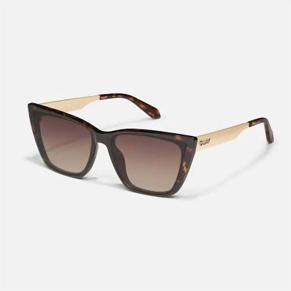 NEW QUAY women's call the shots remixed large sunglasses in neutral tort/brown